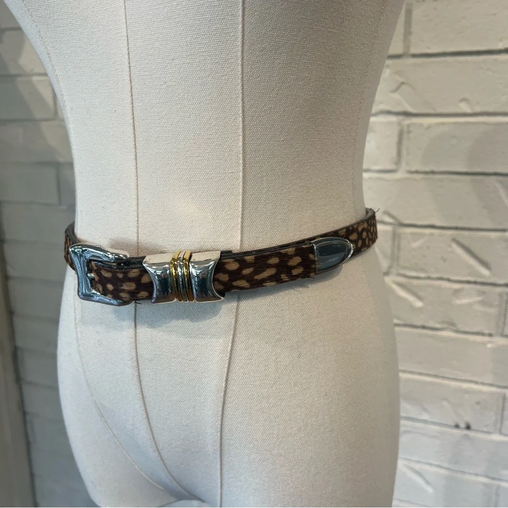 Vintage 90s B.B. Simon Deer Animal Print Fur Belt Womens S/M
